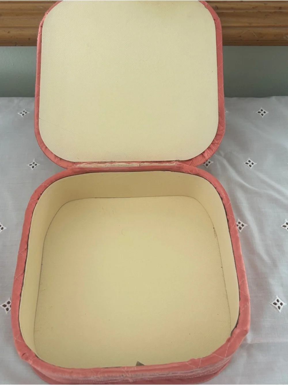Vintage Jay Hawk NY Coral Pink Satin Vanity Boxes Set of 3 Dream House